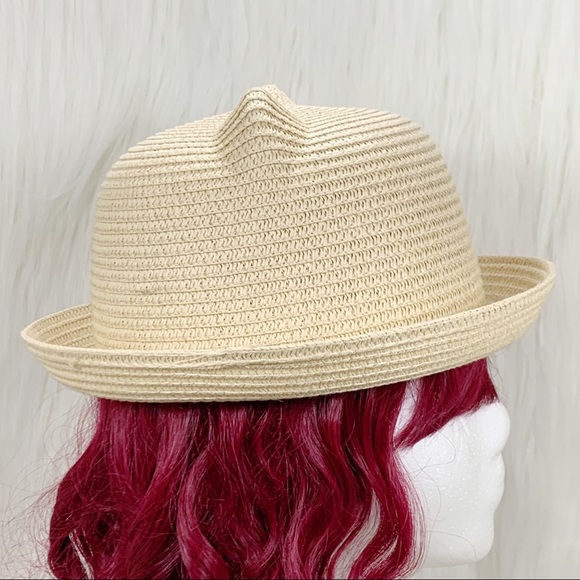 Kitty Cat Bowler Hat, Natural Color, Statement Hat - Picture 4 of 10